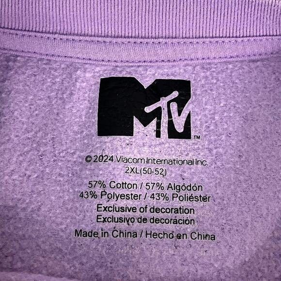 MTV Large Front Hit Logo Graphic Crewneck Sweatshirt Purple Size XXL 2XL - Picture 3 of 8